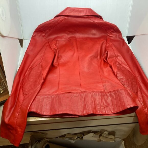 Vtg red leather perfecto biker motorcycle womens jacket sz 1 - Picture 2 of 4